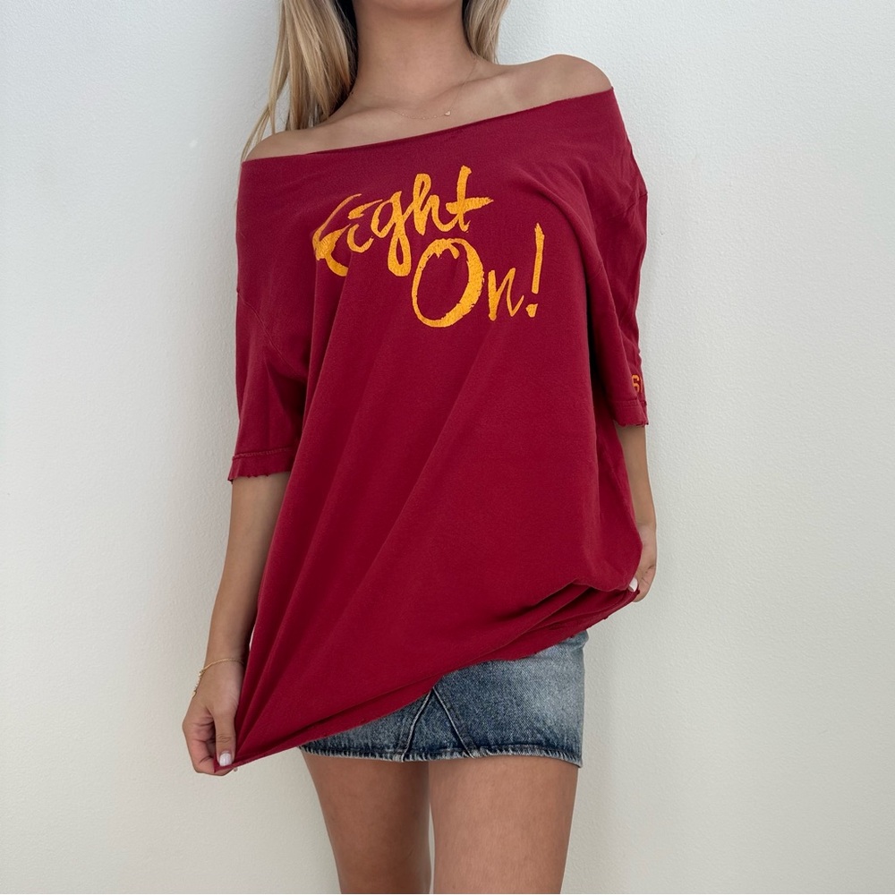 USC Trojans Football Off The Shoulder Tee